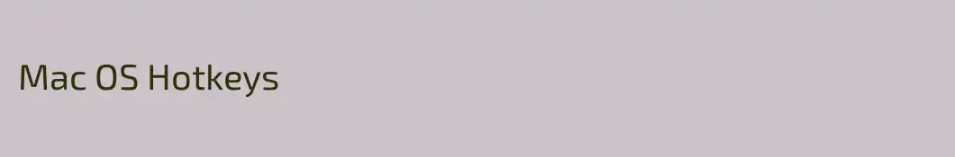 Mac OS Hotkeys